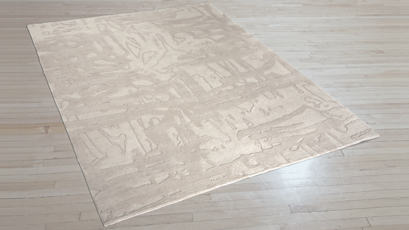 Art Day #8 Ivory. Hand-knotted fine, handspun, 100% Tibetan wool, in 100 knot, 6mm raised cut pile and 4mm cut pile construction. Carpet Copyright Creative Matters Incorporated. Photo Credit: Chris Harrison