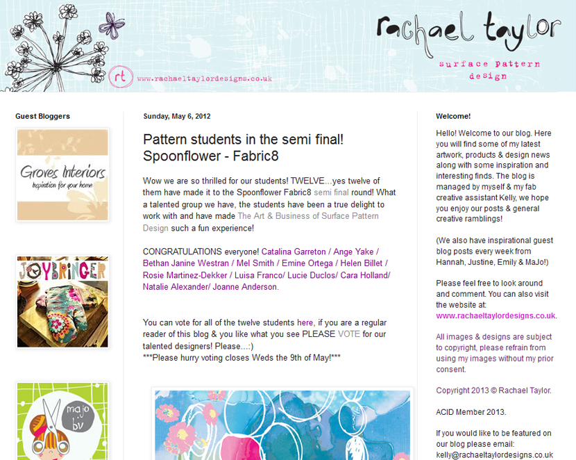 Screenshot: Pattern students in the semi final! Spoonflower - Fabric8