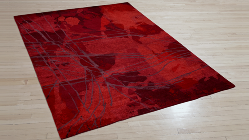 Art Day #13 Royale. Hand-knotted fine, handspun, Tibetan wool with pure Chinese silk, in 100 knot, 4mm cut pile construction. Carpet Copyright Creative Matters Incorporated. Photo Credit: Chris Harrison