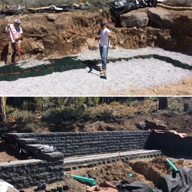 High Retaining Wall for Motor Court Turnaround