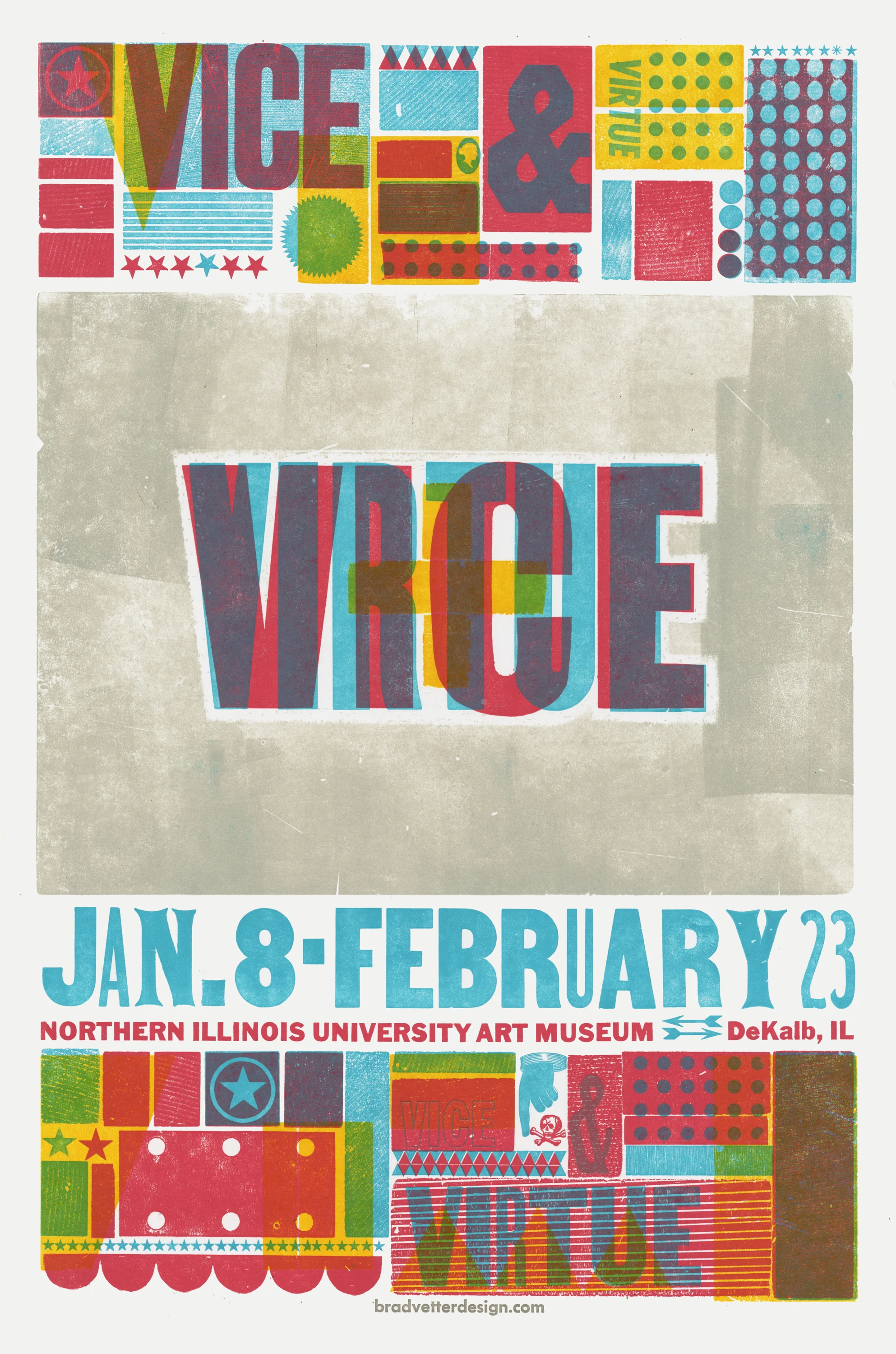 Vice and Virtue, 4-color letterpress event poster, 2012