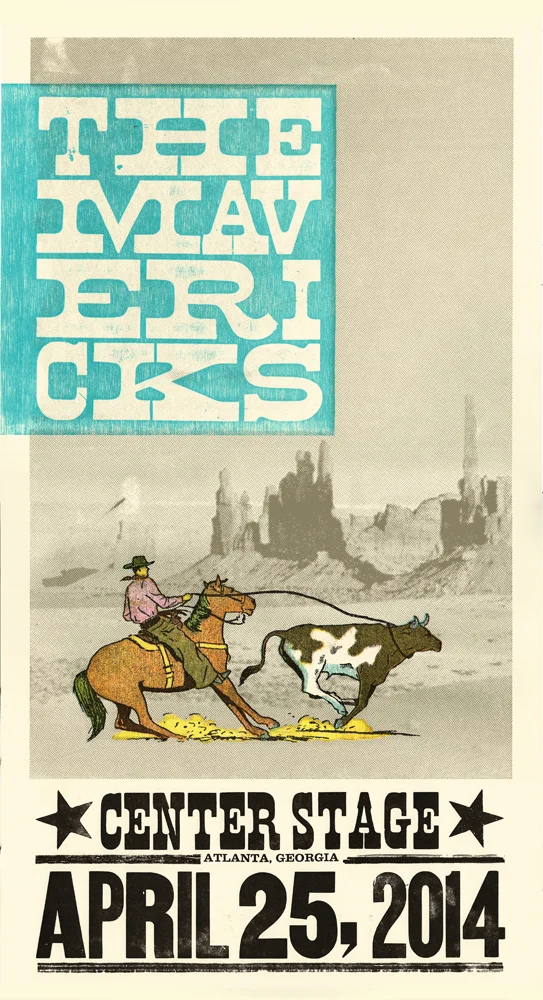 The Mavericks, 6-color letterpress show poster, 2014