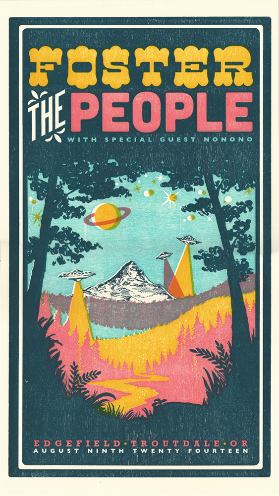 Foster the People, 4-color letterpress show poster collaboration with Adrienne Miller