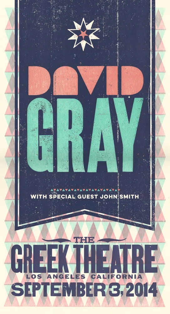 David Gray, 5-color letterpress show poster, 2014