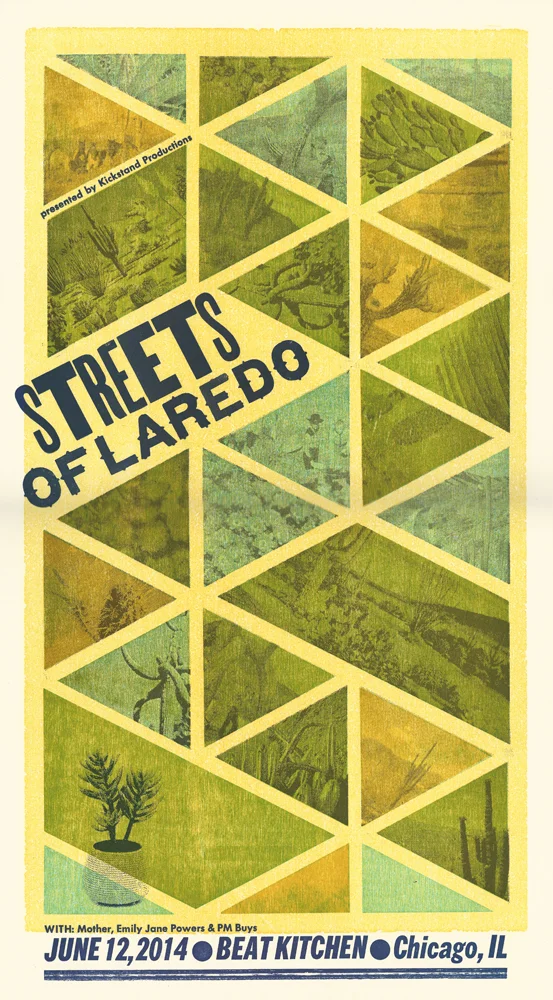 Streets of Laredo, 5-color letterpress show poster, 2014