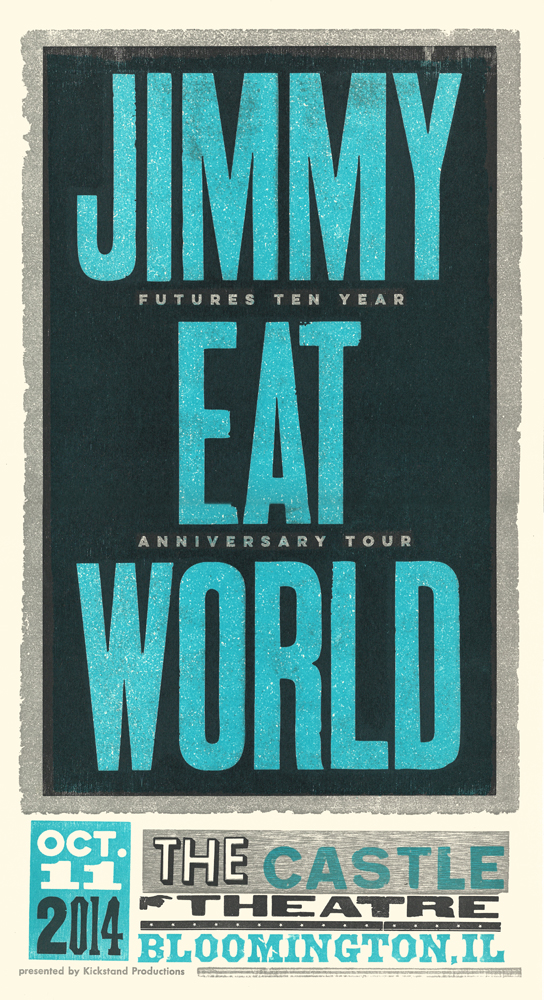 Jimmy Eat World, 3-color letterpress show poster, 2014