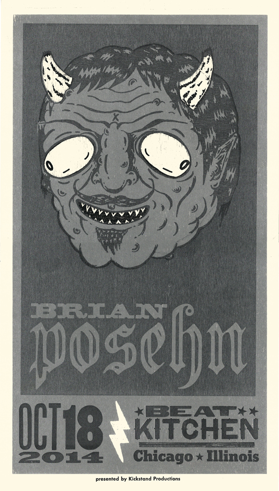 Brian Posehn, 3-color letterpress show poster, collaboration with Cam Baechle