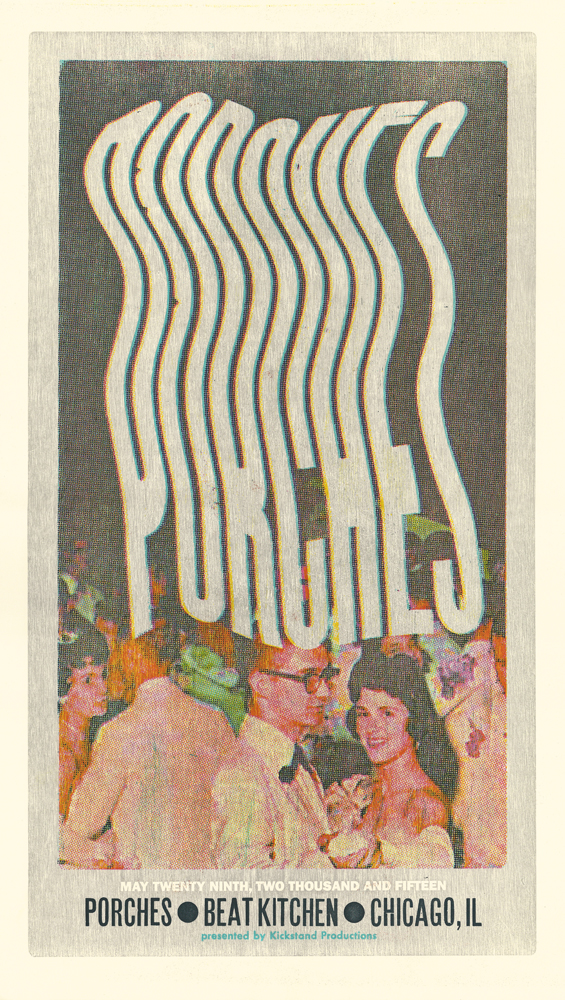 Porches, 5-color letterpress show poster, 2015