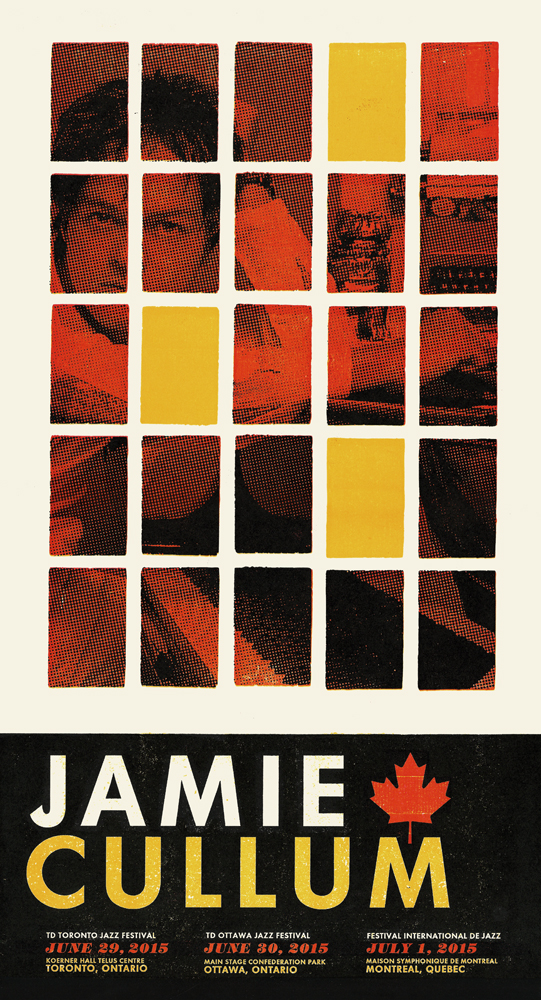 Jamie Cullum, 3-color letterpress show poster, 2015