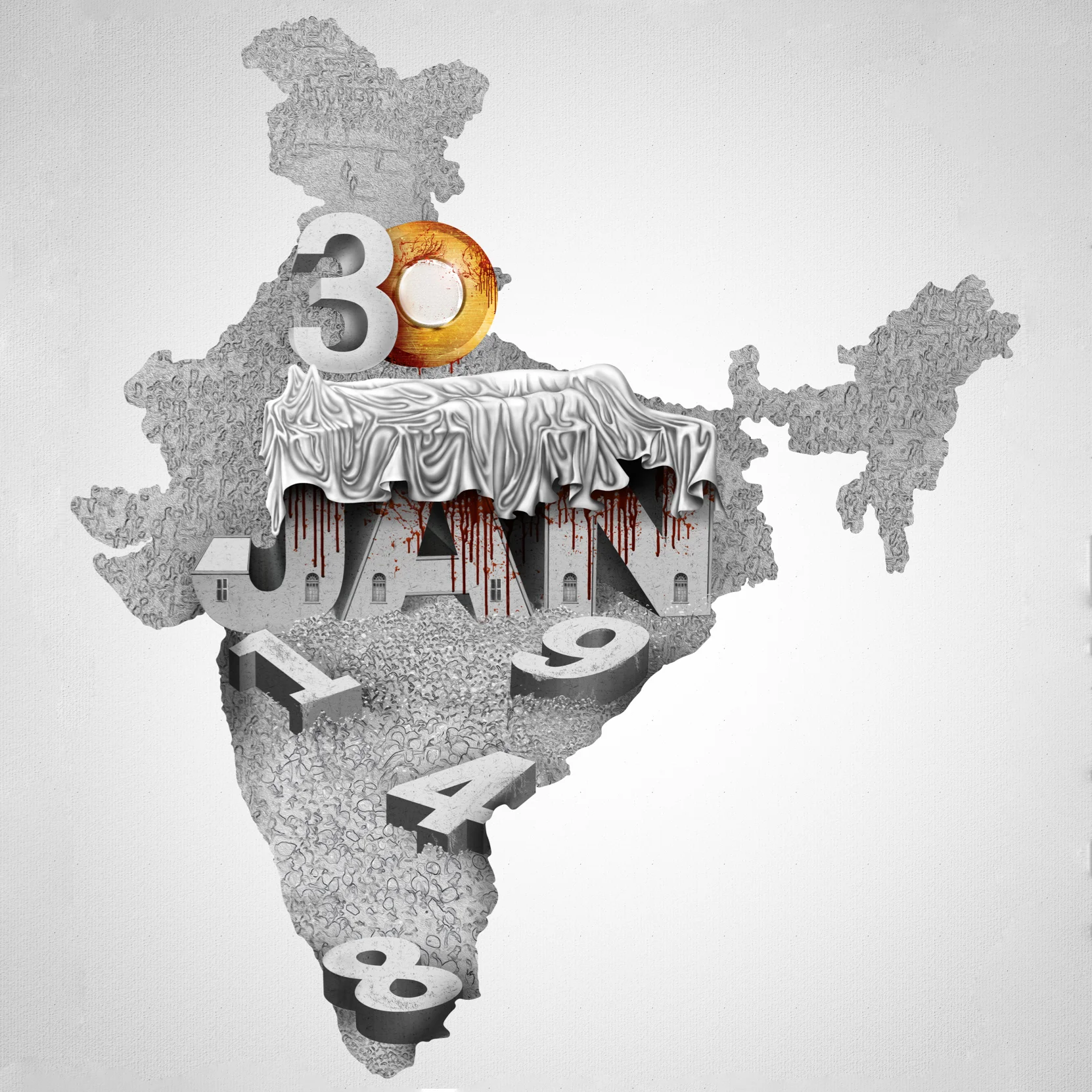 "The darkest day in Indian history. - Mahatma Gandhi assassinated by Nathuram Godse." Mohammad Azad
