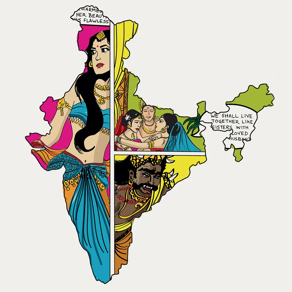 "1967 was the birth year of Amar Chitra Katha, India's unique comic-book approach to recasting mythology for children and youth. In an attempt to simplify complex and obscure stories of the ancient past, It spawned off a different kind of cultural movement - it served as ready storyboards for mythological movies and TV serials; even fashion has adopted the inimitable style of certain in-house illustrators; the vibrant graphics created cultural stereotypes like race and gender biases; what docile middle-class Indians swear by even today has its own contribution to popular depiction of dominant classes and violence." ~ Hari Krishnan