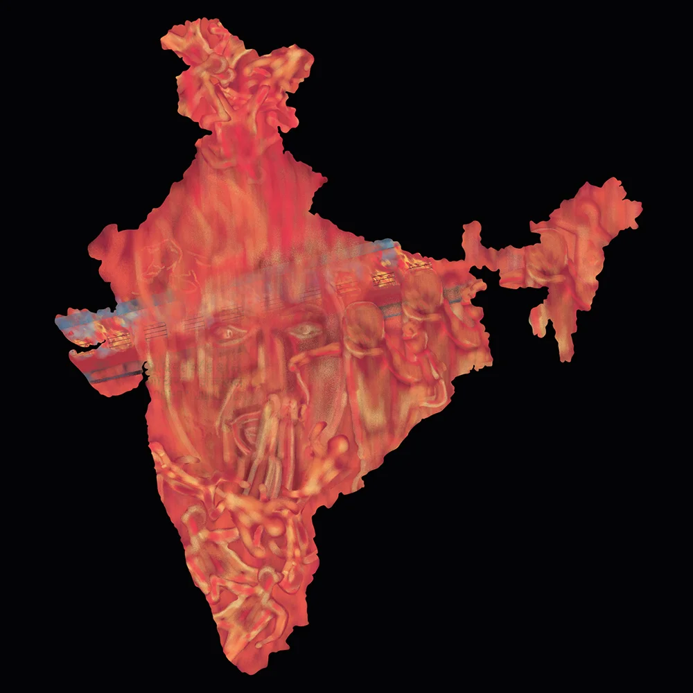 "Godhra Massacre : The starting point for the barbarism and massacre of Muslims that followed in India. Thousands of hindu pilgrims had gone from Gujarat to Ayodhya to take part in a religious ceremony at the disputed Babri Masjid. On 25 February 2002, hindu pilgrims boarded the Sabarmati Express which was bound for Ahmedabad. On 27 February 2002, the train made its scheduled stop at Godhra Station. The train was attacked by a mob of around 2,000 people. After some stone-pelting, four coaches of the train were set alight, trapping many people inside. 59 people including 27 women and 10 children were burnt to death. Miscreants had kept the petrol-soaked rags ready for use. The sky was covered with smoke coming out from all the burning. This triggered deadly communal riots between Hindu and Muslim spreading across the state. The weeks of violence that followed left over 1000 people dead, most of them Muslim. Qutubuddin Ansari, a tailor, the face shown in centre with hands begged for mercy and eyes filled with tears pleading with security forces as an angry mob approached was photographed by a journalist during riots. He became the face and symbol of the carnage. Gujarat was burnt into the fire. Today, wounds are healed but the scars remain." ~ Umang Dehdia