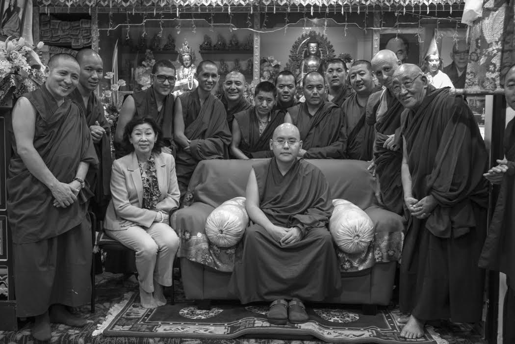 Rinpoche with monks and the wife of the former Prime Minister