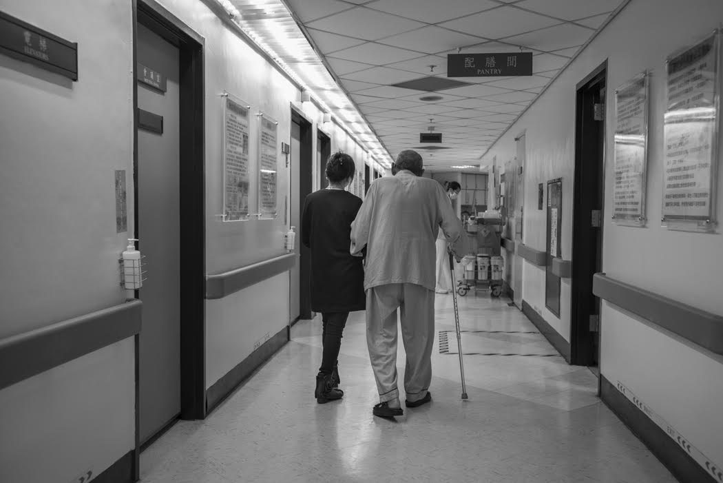 and walking through the ward