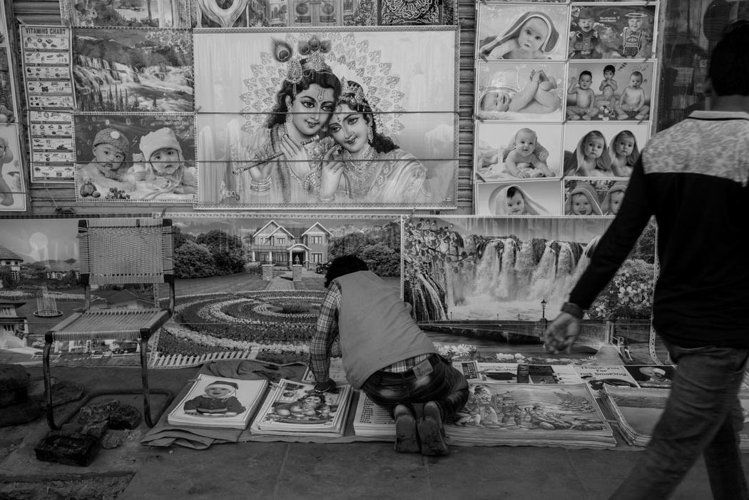 Krishna and Radha flirt