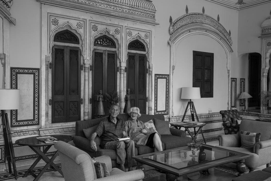 We like it here! Papa-ji and his lady are celebrating his 90th birthday at the Samod Haveli