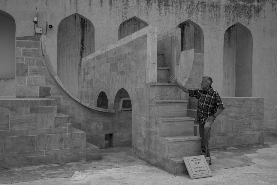 There are different forms of selfie… here is my father in front of his own astrological sign at the Jantar Mantar in Jaipur