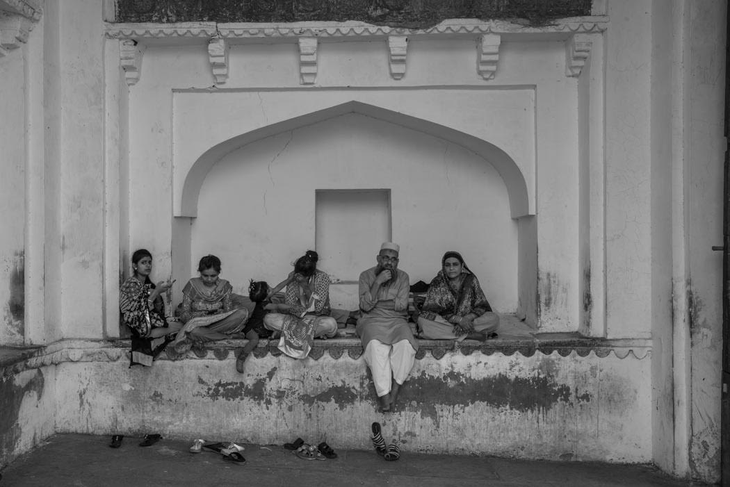 My friends, seated at the entrance to the Amber Fort, agree