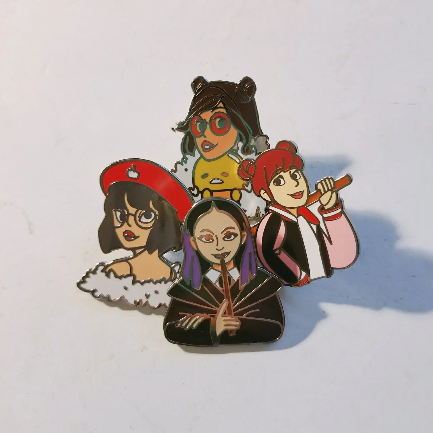I recently worked to create some cloisonne or the hard enamel lapel pins that have been trending in the market lately. This batch is of a group of friends that dress up in cosplay. The art work and production management was all done by me. Helping in the accessories/hosiery industry has really helped with my communication skills between factories across the world. 