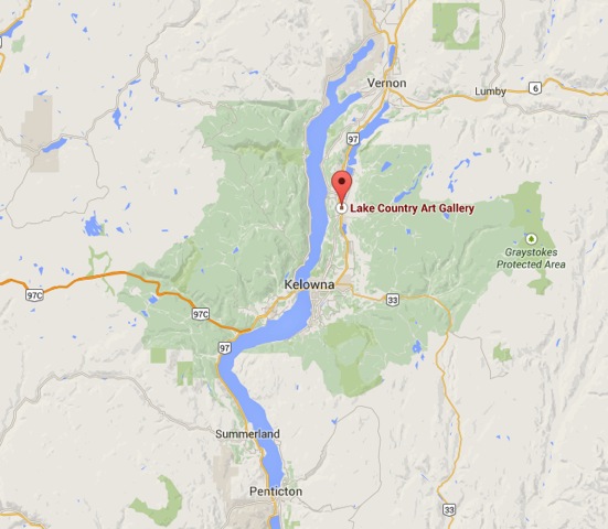 Lake Country Art Gallery in relationship to Vernon and Kelowna in British Columbia