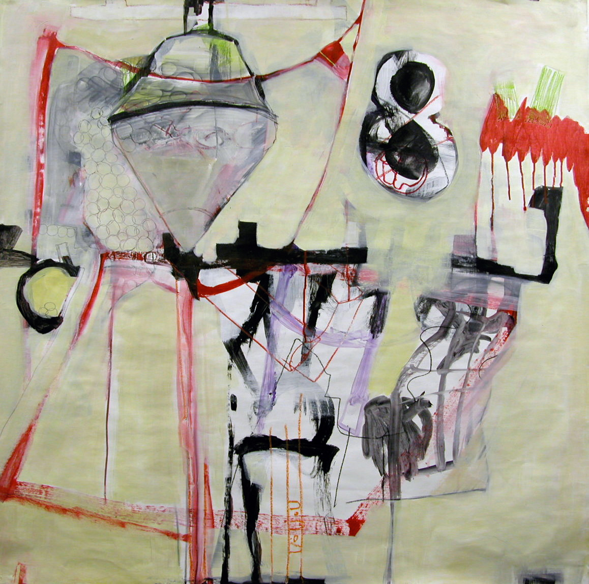 "Bits and Pieces" 48" X 48" (In the studio section)