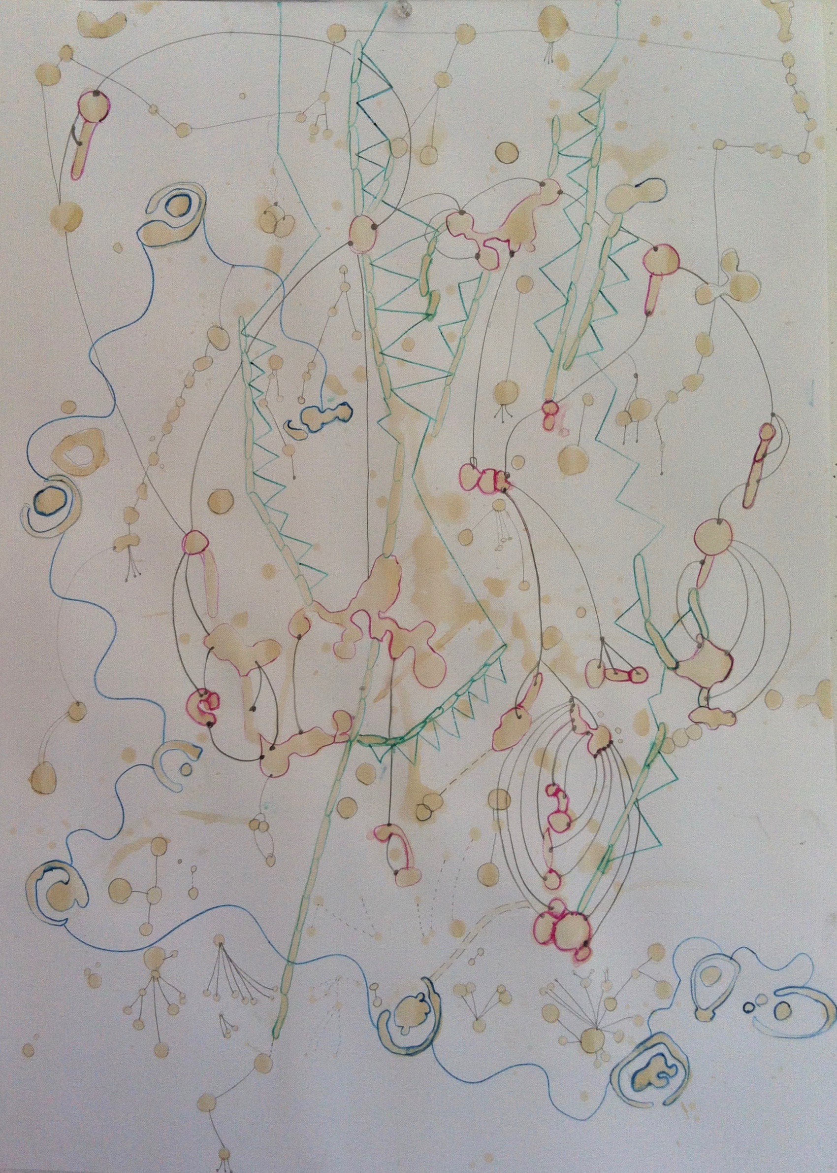 Spattering tea on the paper, create a process.