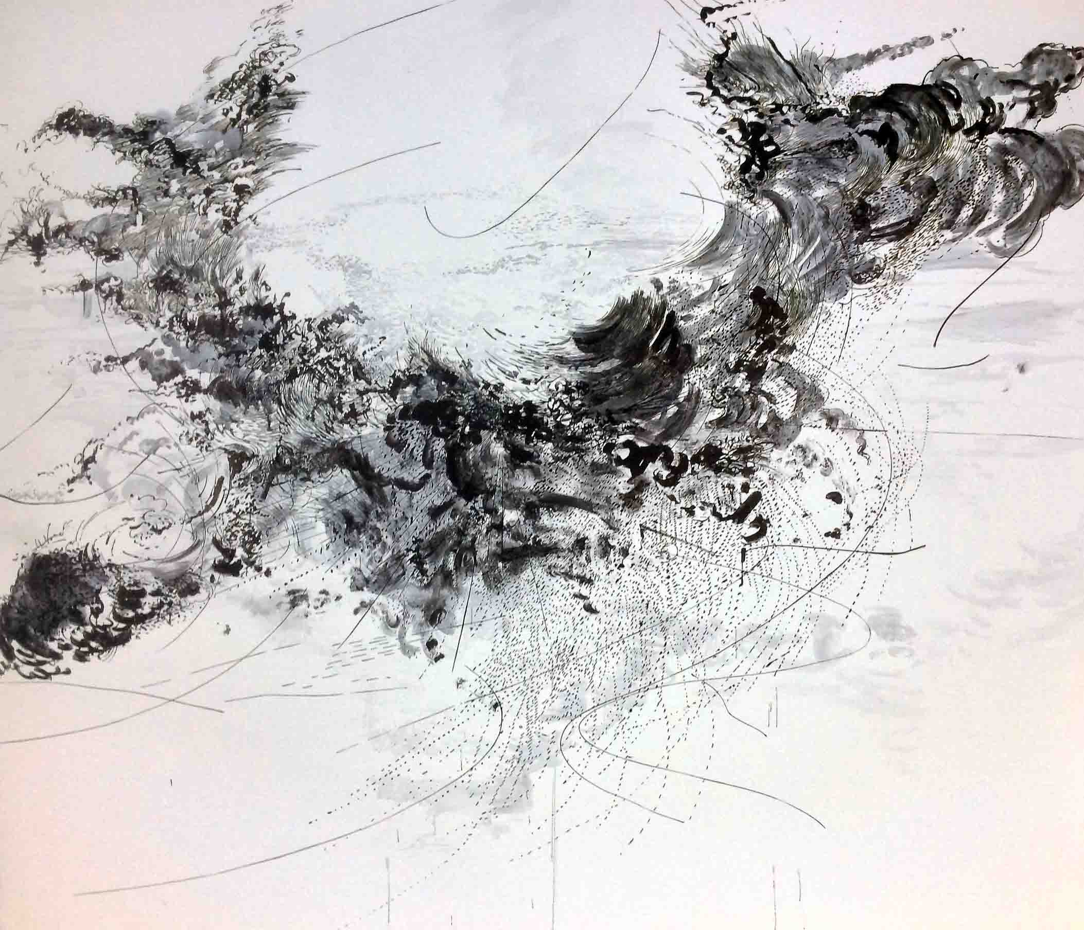 ABSTRACT CHARCOAL AND TAPE DRAWING TECHNIQUE 
