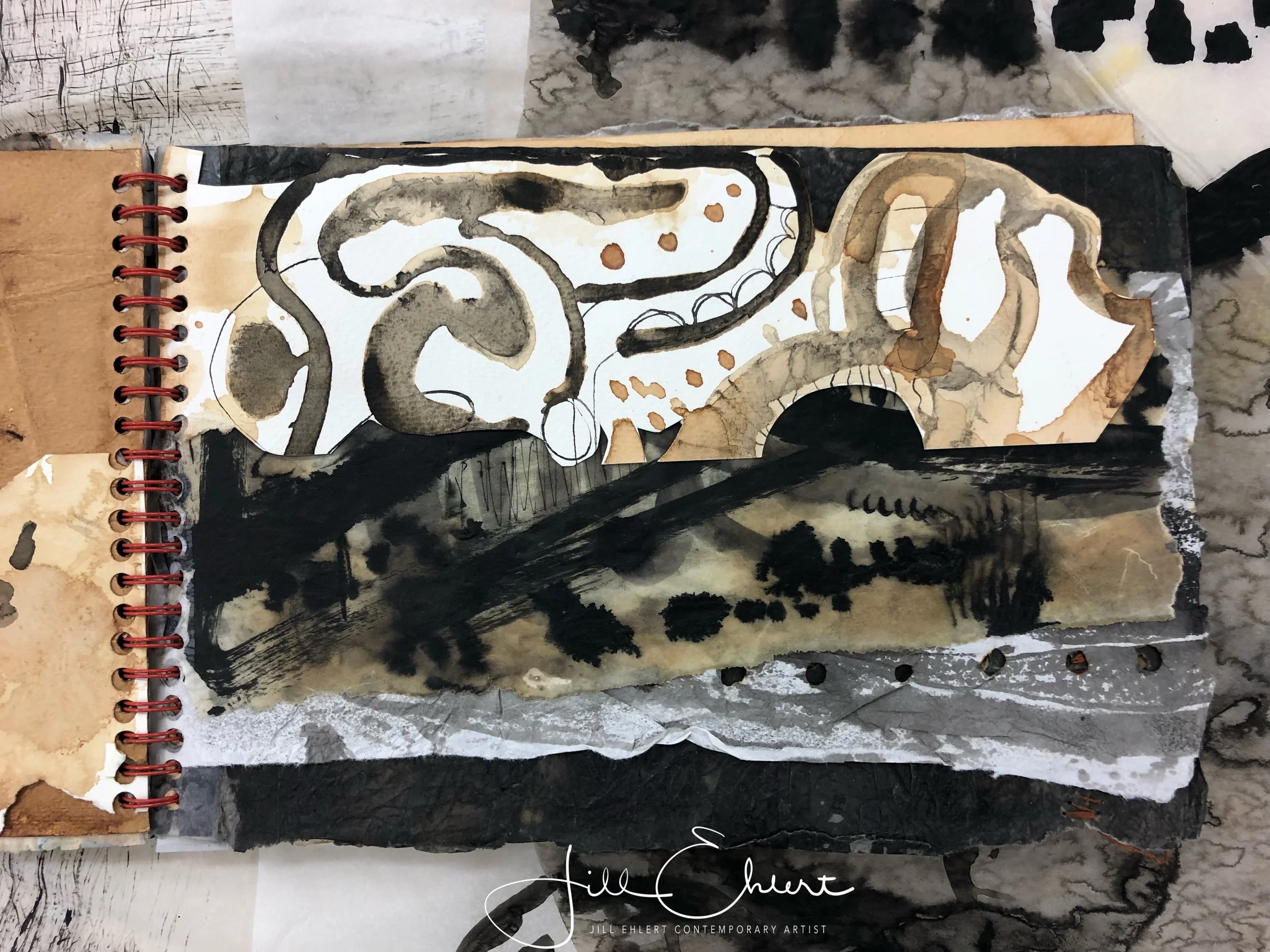 Fluid drawing, tea staining.
