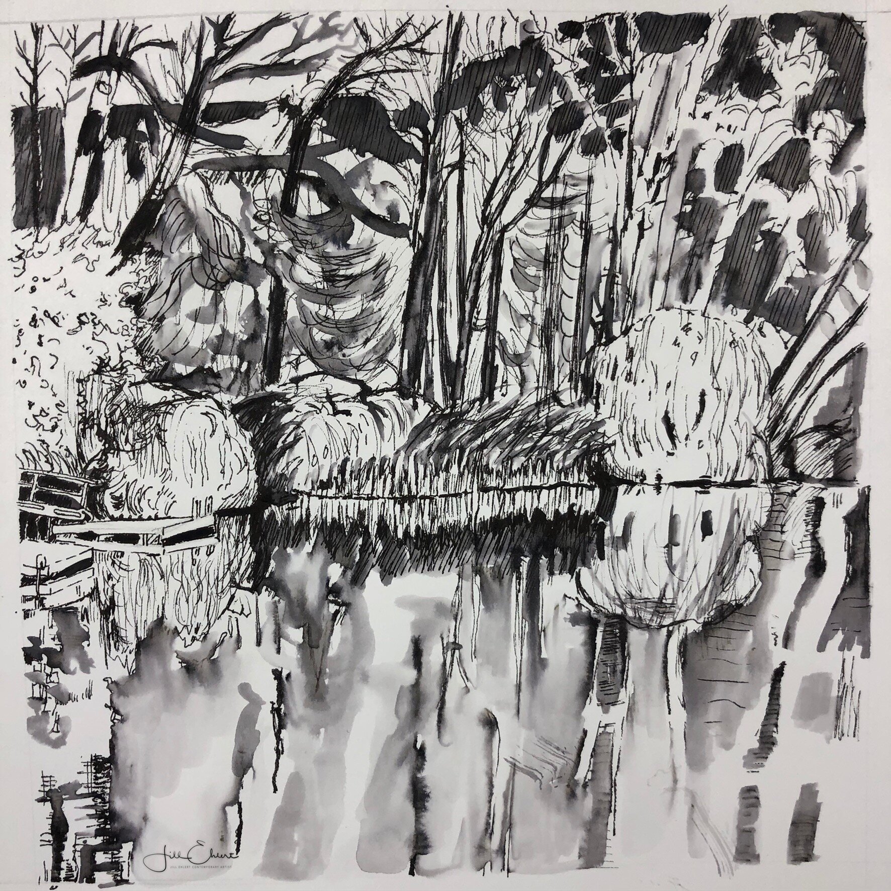 India Ink, 9"x9"