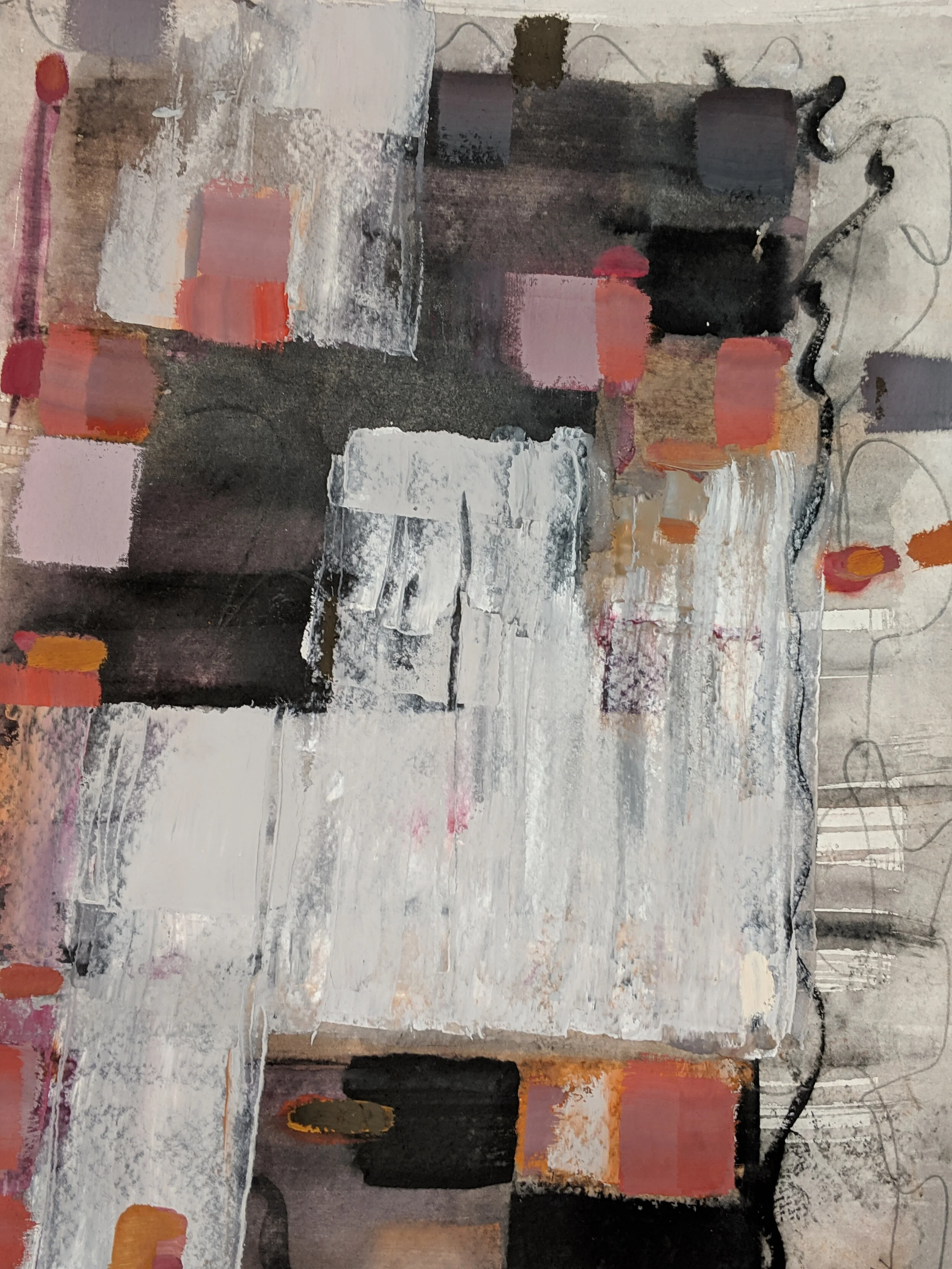 concept in red and grey 12”x17” canson paper