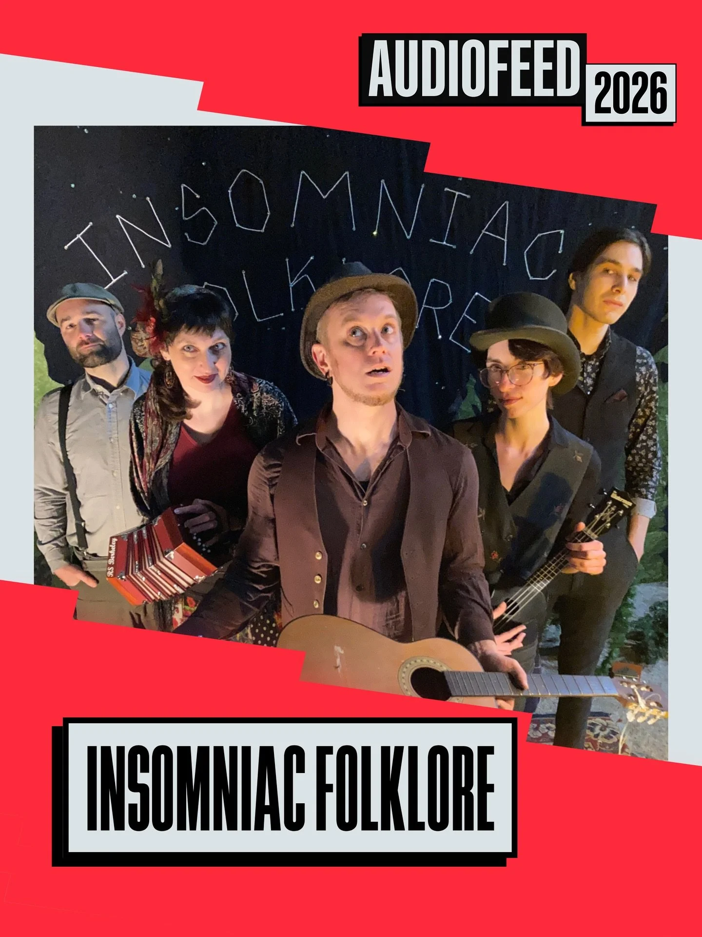 🙌 We are excited to announce the infamous: Insomniac Folklore 

Go give them a listen and grab your ticket 🎟️ at Audiofeedfestival.com or link in bio 🔗