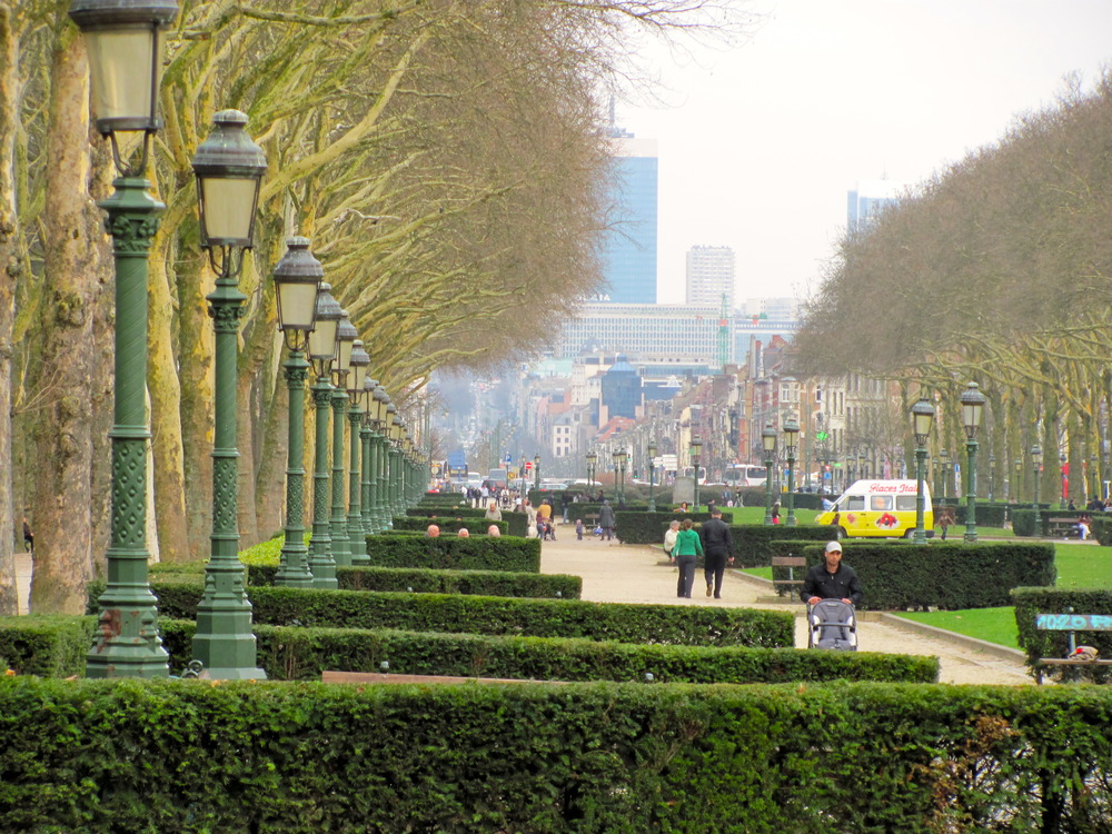  Park above the Tunnel Leopold ll, view looking towards old city Brussels, Belgium, VHS, 2010 