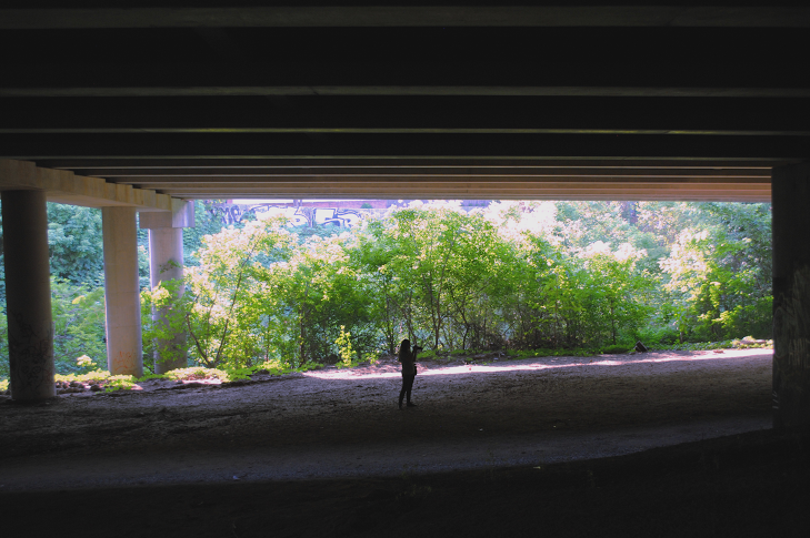 The Confluence Trail goes underneath I-85, Ga. 400 and the Buford Highway Connector, giving an amazing view of urban infrastructure.