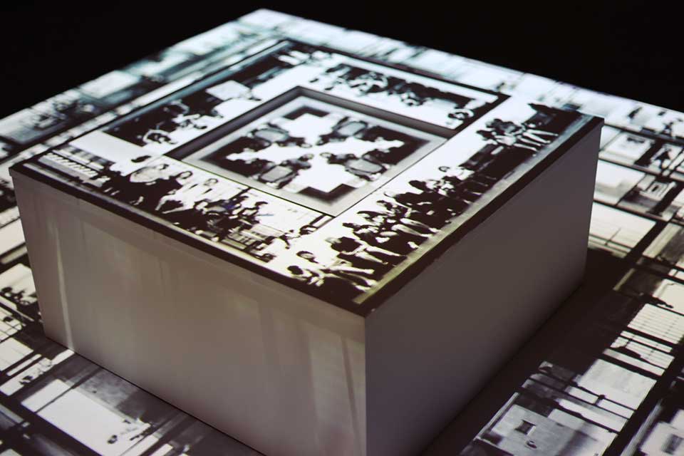   Installation detail (Central cube with relief); Photo by Andrew Thoreson  