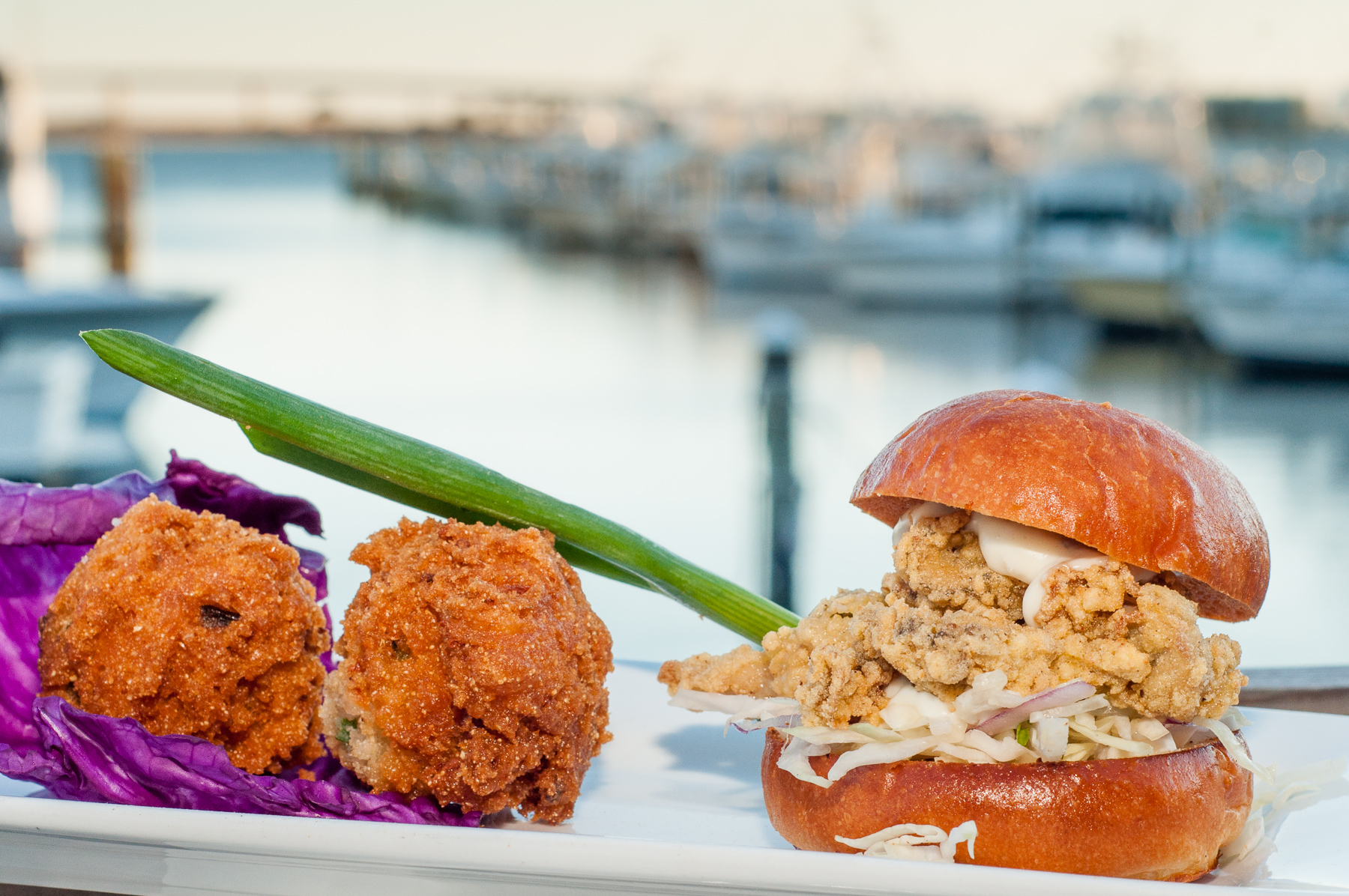 Oyster Sliders with Jicama Slaw and Hushpuppies
