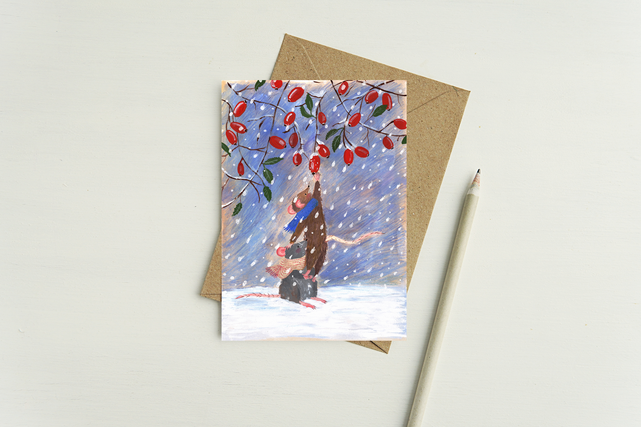 Postkarte "Hagebuttenmaus"