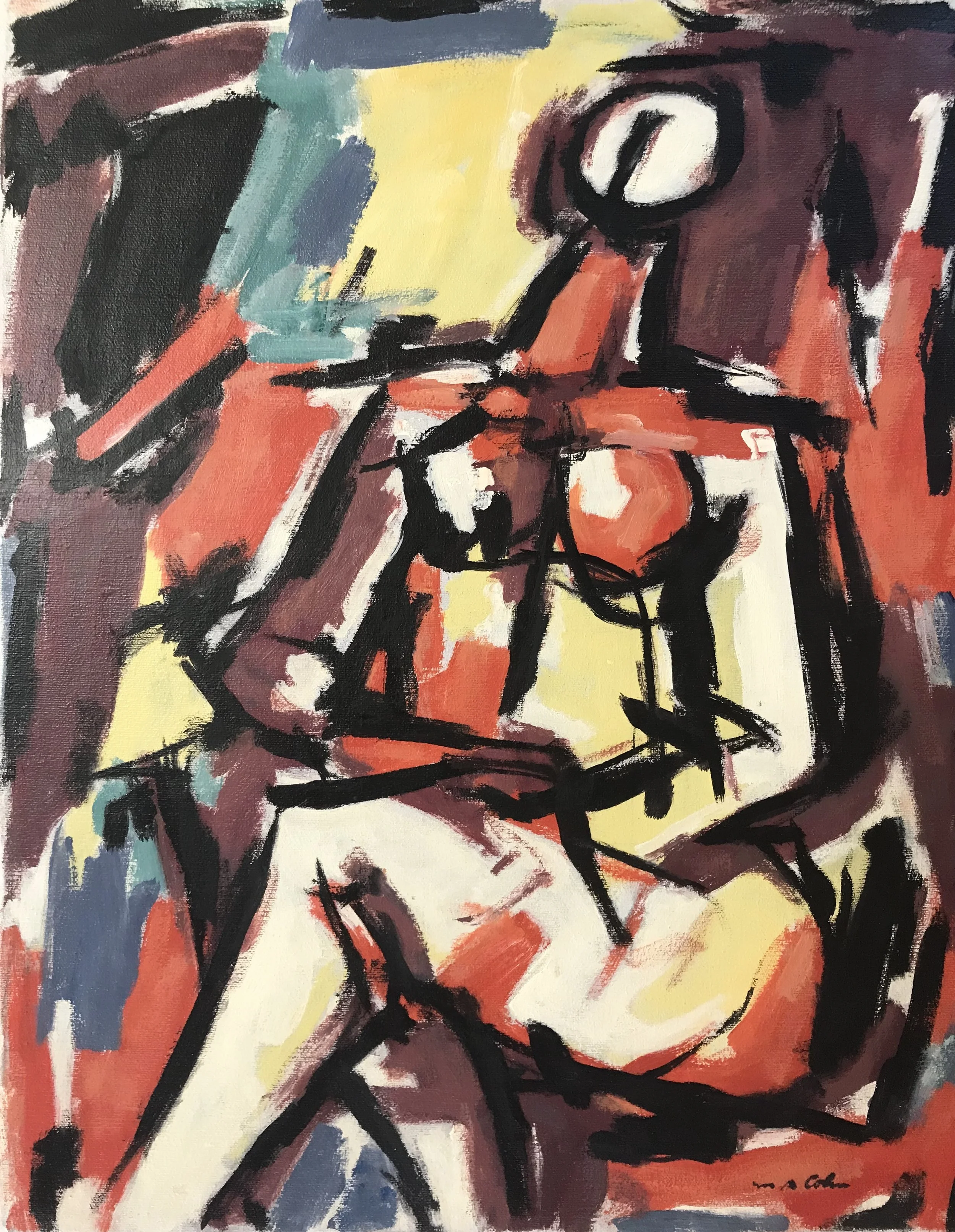 Seated Figure 607-1975 by Max Arthur Cohn Oil on Canvas 16" x 20" 1975
