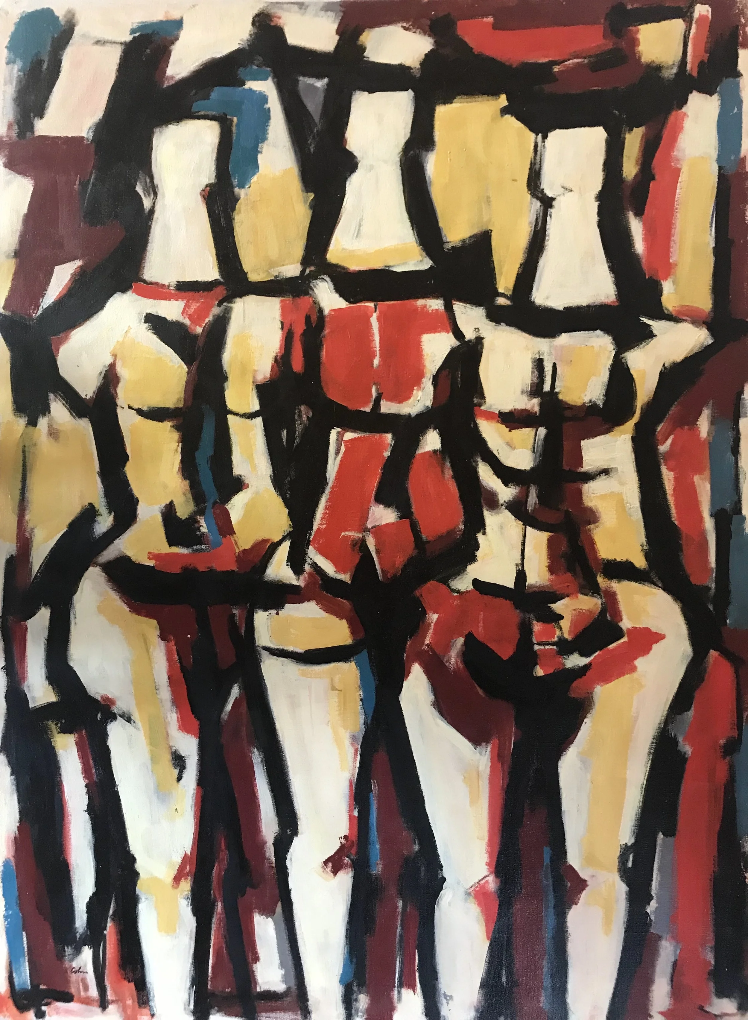 Three Standing Figures 643-1976 by Max Arthur Cohn 24" x 32" Oil on Canvas 1970