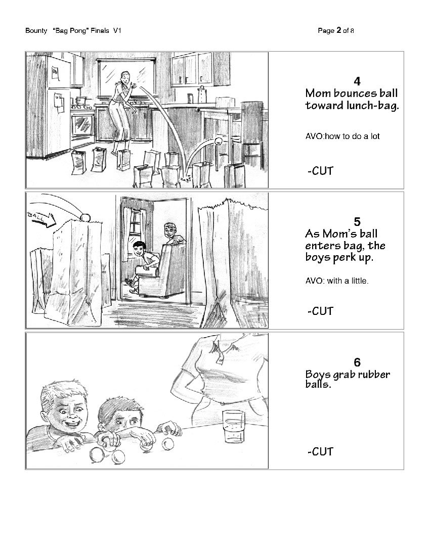 "Bounty Bag Pong" Storyboards Excerpt