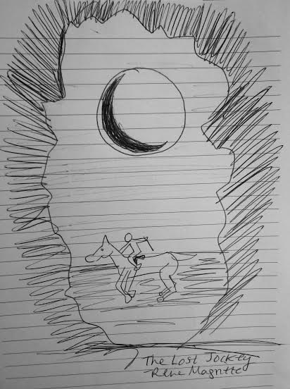 The Lost Jockey by Rene Magritte - drawn by Selina Pieczonka