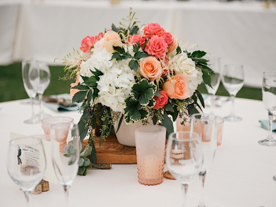  photo by Christie Pham  wedding location: Kualoa Ranch  candleholders and wood slab by Mood Event 