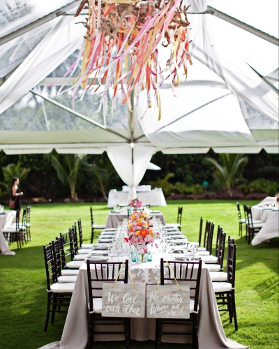  ​photo by Mike Pham Photography  wedding location: Loulu Palm Estate  fabric draping and ribbon installation by Mood Event  ​ 