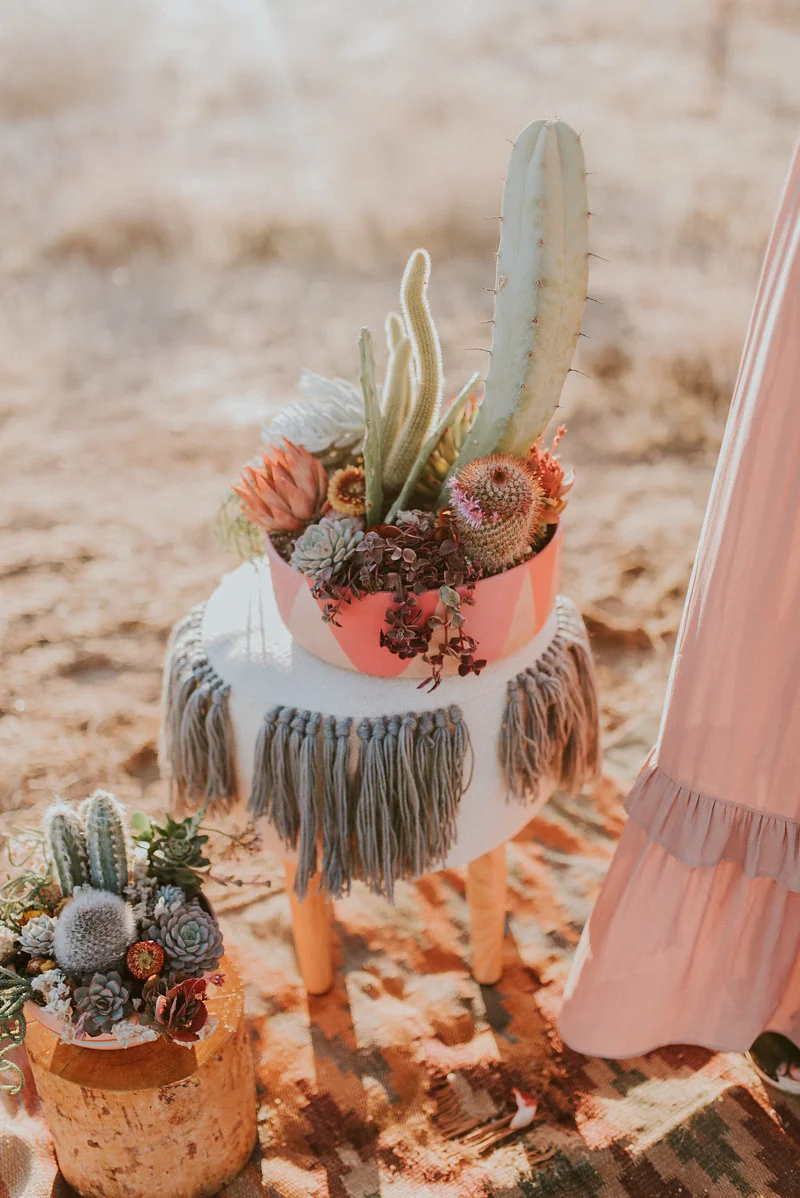 Desert Inspired centerpieces for Joshua Tree Elopement