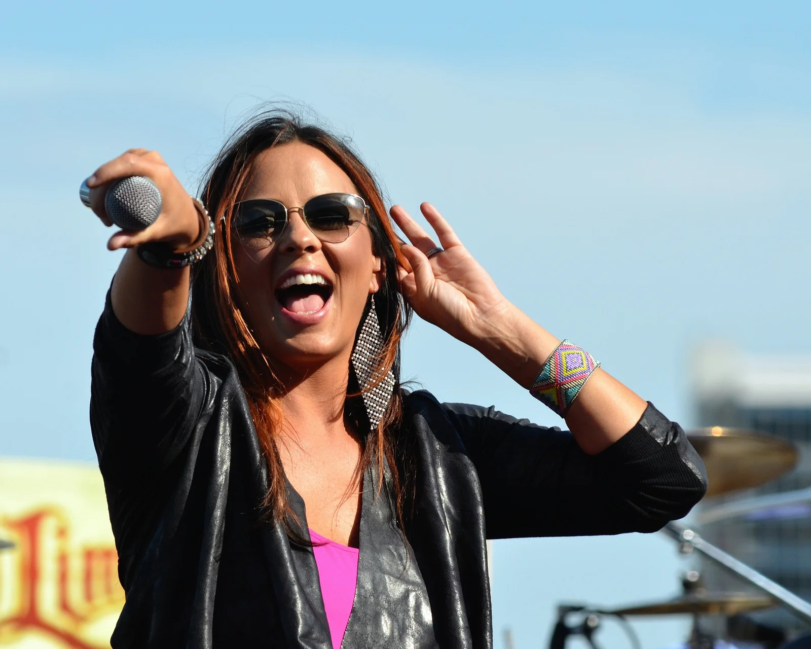 Sara Evans performing at the Texas Motor Speedway