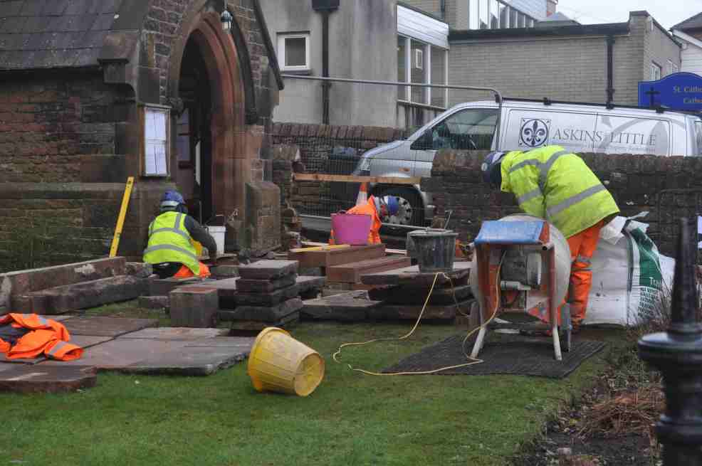  ​Work starts to make a disabled access at the main door of St Catherine's. 