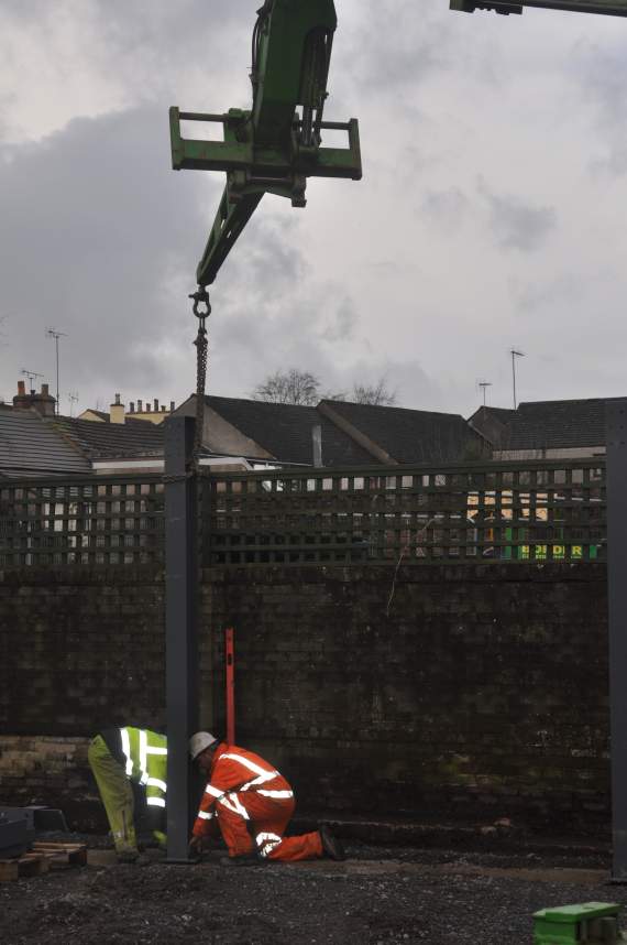  The start of the steel framework for the hall.. 