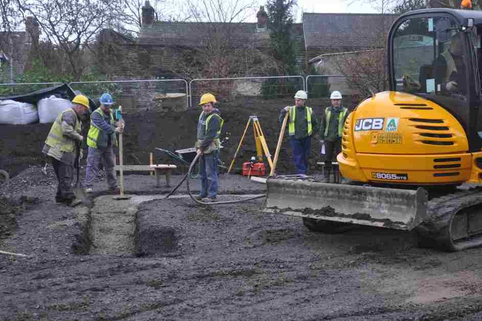  ​Concrete into the base of the hall, February 2013. 