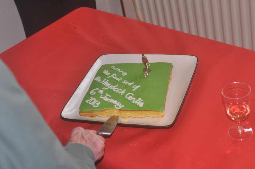  ​Cutting the cake to celebrate the start of the building of the Haydock Centre, 6th January 2013. 