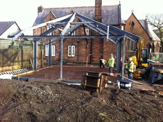 The completed framework from the end of the garden.