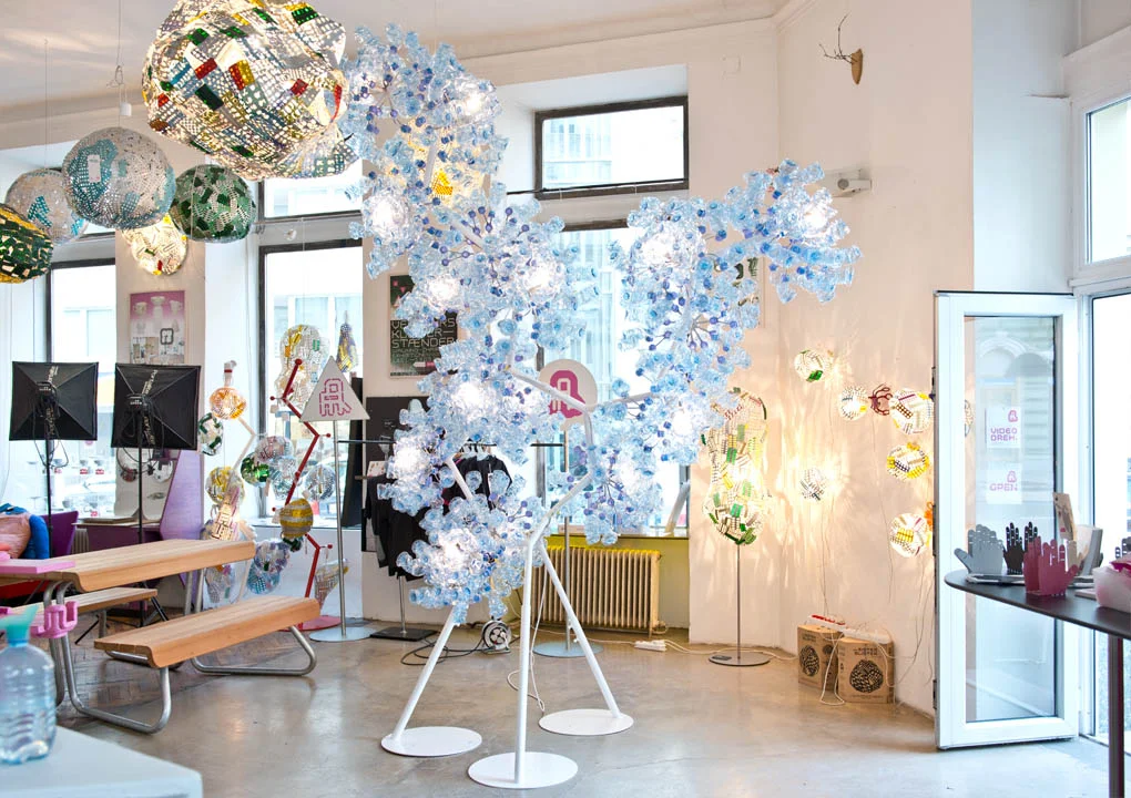 Pet Light Tree for the 11th anniversery of V-Pack shown at Landhaus Bregenz
